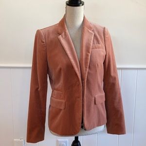 J. Crew Schoolboy Blush Peach Velvet Blazer
